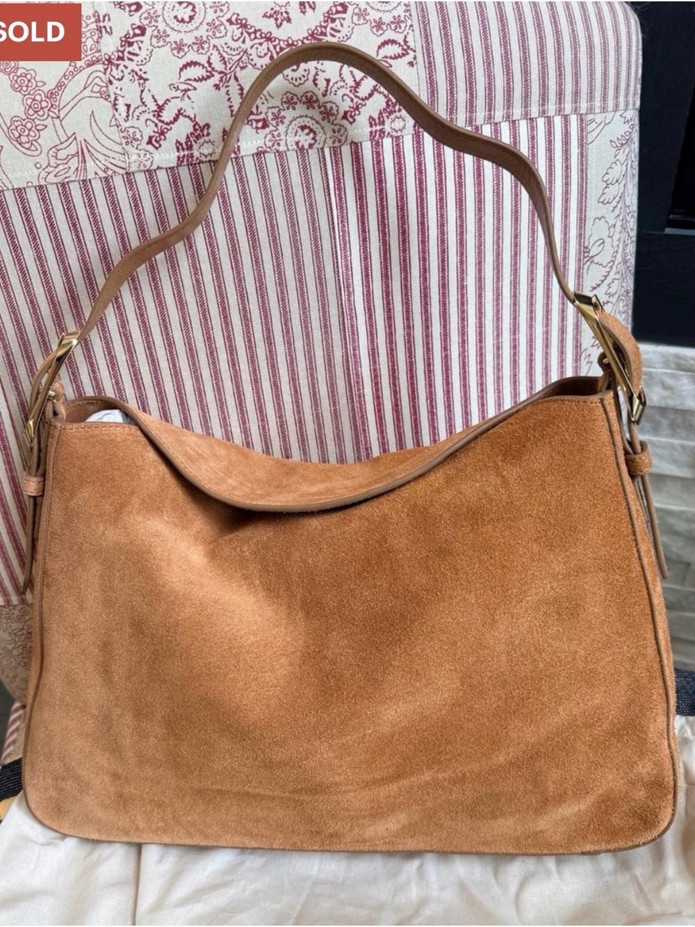 Berkeley Large Suede Shoulder Bag in Tan - Picture 5 of 8